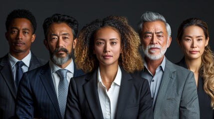 Ethnically Diverse and Mixed-Age Group of Focused Business Professionals Collage Generative AI