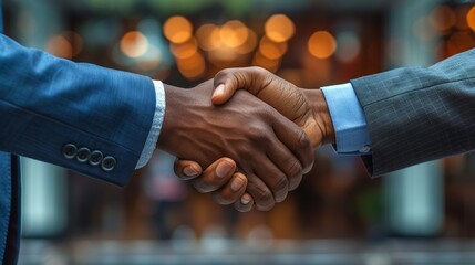 Diverse Businessmen Shaking Hands on Document Signing Generative AI