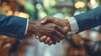 Diverse Businessmen Shaking Hands on Document Signing Generative AI