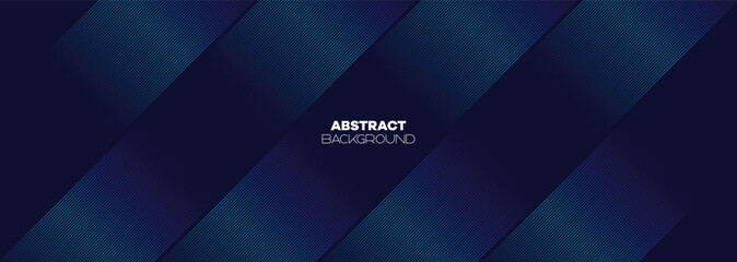 Abstract Dark Blue Green Waving Lines Technology Background. Modern Navy Blue Gradient With Glowing Lines Shiny Geometric Shape and Diagonal, for Brochure, Cover, Poster, Banner, Website, Header - obrazy, fototapety, plakaty