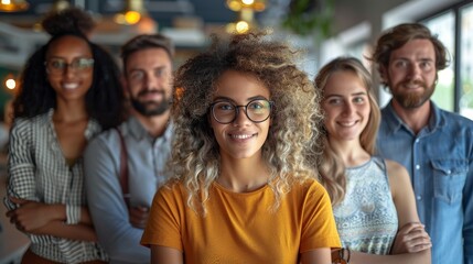 Obraz premium A Prosperous Creative Business Team Posing Together with Smiles Generative AI