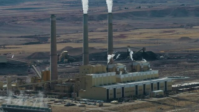 Aerial View Coal Power Plant in Rural Landscape – Utah