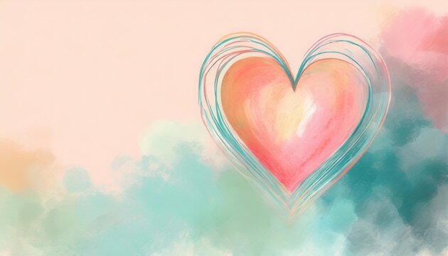 painting of a heart depicting love isolated pastel background copy space