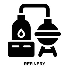 refinery, refineries, refinery plant, oil refinery, petroleum, manufacture, industry, factory expanded solid or glyph style icon for web mobile app presentation printing