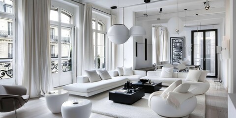 Modern white color living room interior