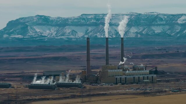 Aerial View Coal Power Plant in Rural Landscape – Utah