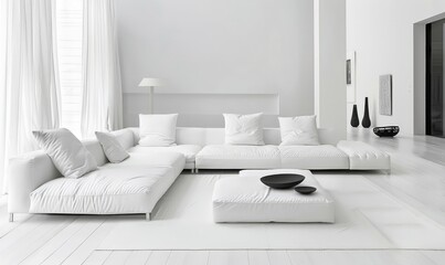 Modern white color living room interior