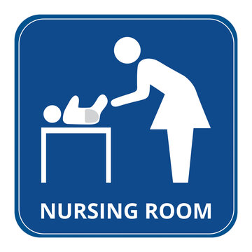 Cartel de sala de enfermería sobre un fondo blanco aislado. Vista de frente y de cerca
