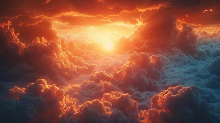 Badezimmer Foto Rückwand Epic Sunset Behind Grey Clouds After a Storm with Selective Focus Generative AI © Alex