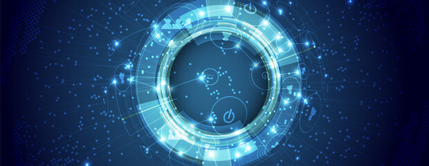 Abstract Artificial intelligence. Cloud computing. Machine learning. Technology web background. Virtual concept futuristic background