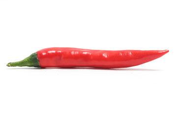 Red hot chili pepper side view isolated on white background clipping path