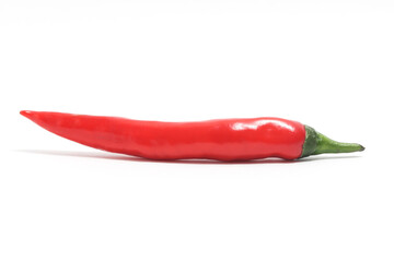Red hot chili pepper side view isolated on white background clipping path
