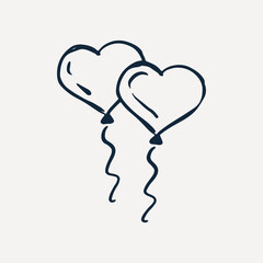 Birthday heart-shaped balloon doodle