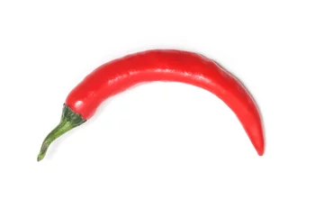 Tuinposter Red hot chili pepper top view isolated on white background clipping path © dwiangga