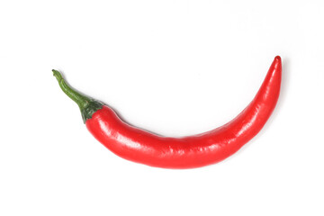 Red hot chili pepper top view isolated on white background clipping path