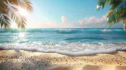 Fototapeta na wymiar Tropical Summer Beach Background with Soft Focus Generative AI