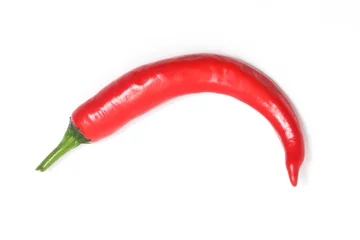 Fototapeten Red hot chili pepper top view isolated on white background clipping path © dwiangga