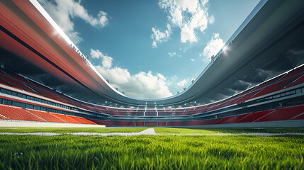  Symmetrical View of Open Air Football Stadium