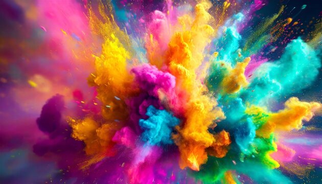 clubs of multicolored neon smoke ink an explosion a burst of holi paint abstract psychedelic pastel light background 3d rendering