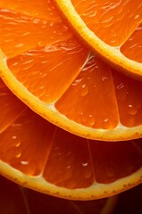 Close-up of Orange Slices with Water Droplets
