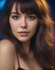 Fototapeta premium Close-up, Portrait of a beautiful young girl. Looking at the camera.