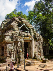 Beautifully carved ruins of Ancient Hindu temples at Angkorvat in Cambodia a World Heritage site