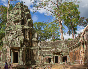 Beautifully carved ruins of Ancient Hindu temples at Angkorvat in Cambodia a World Heritage site