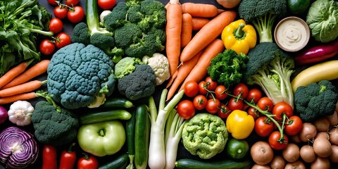 Variety of vegetables as healthy food background - 763564279