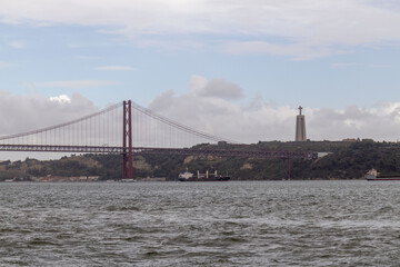 April 25 Bridge in Lisbon and Jesus Ship