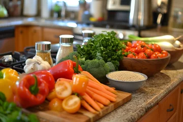 Foto op Canvas Fresh Vegetables and Grains Kitchen Spread © spyrakot