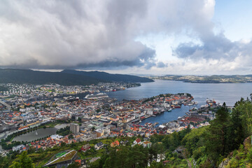 The view of Bergen from Floyen Mountain - 763564849