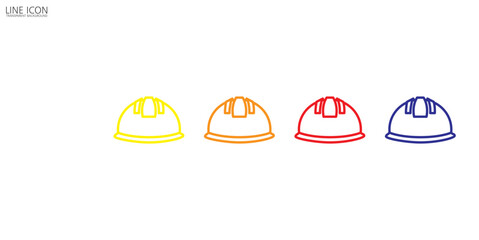 Fototapeta premium Helmet line icons set. Helmet sign and symbol. Construction helmet icon. Safety helmet vector illustration in transparent background.