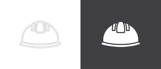 White Helmet icon. Flat icon of Helmet sign and symbol. Construction helmet icon. Safety helmet vector illustration in black and white background.