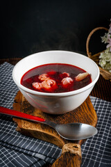 Traditional polish clear red borscht.