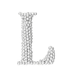 Symbol made of silver volleyballs. letter l