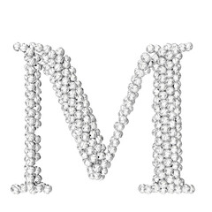 Symbol made of silver volleyballs. letter m