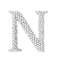 Symbol made of silver volleyballs. letter n