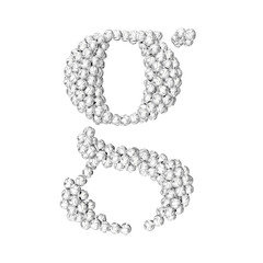 Symbol made of silver volleyballs. letter g