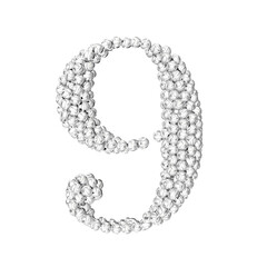 Symbol made of silver volleyballs. number 9
