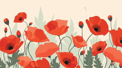 Background with poppies. Beautiful decorative plant
