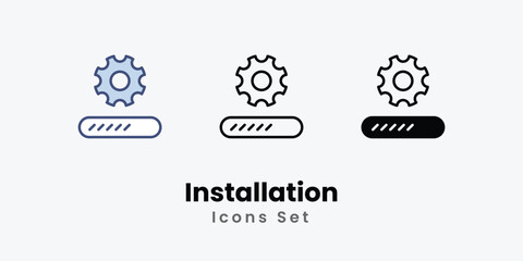 Installation icon thin line and glyph vector icon stock illustration