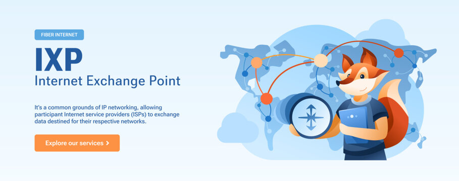 IXP Internet Exchange Point Ad Banner - Network Infrastructure and Global Internet Connection, Fox