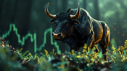 A Bull bullish divergence in Stock market and Crypto - image as generated by AI