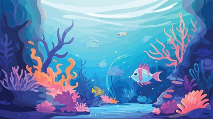 Background with tropical fishes. Marine life aquari