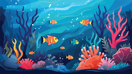 Obraz na płótnie Canvas Background with tropical fishes. Marine life aquari