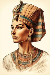 Beautiful classic Ancient Egypt women portrait on white