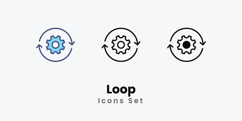 Loop icon thin line and glyph vector icon stock illustration