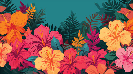 Fototapeta na wymiar Background with tropical flowers. Decorative exotic