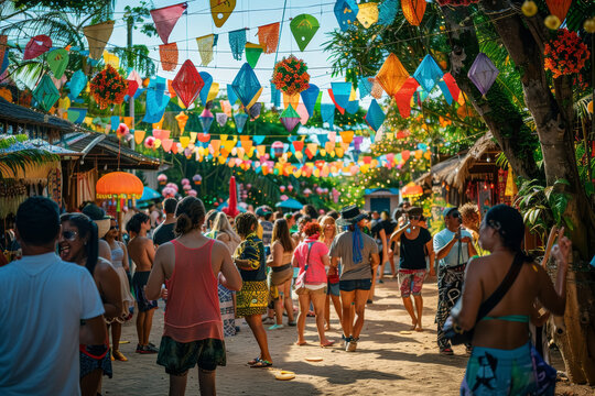 Festive Bunting Under Sunlight