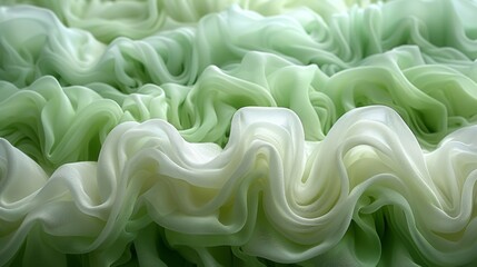  a close - up of a green and white fabric with a wavy design on the top of the fabric and bottom of the fabric.